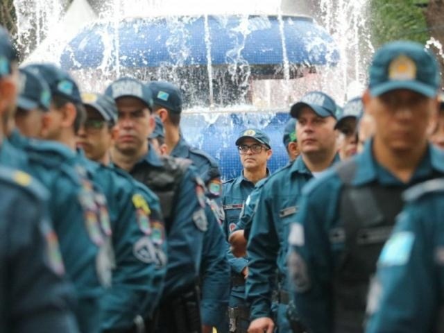 Policiais militares que atuam na segurança de Campo Grande. (Foto: Marcos Maluf)