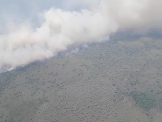 Faixa de incêndio se espalha pela região do Passo do Lontra, no Pantanal Sul-mato-grossense (Foto: Reprodução) 