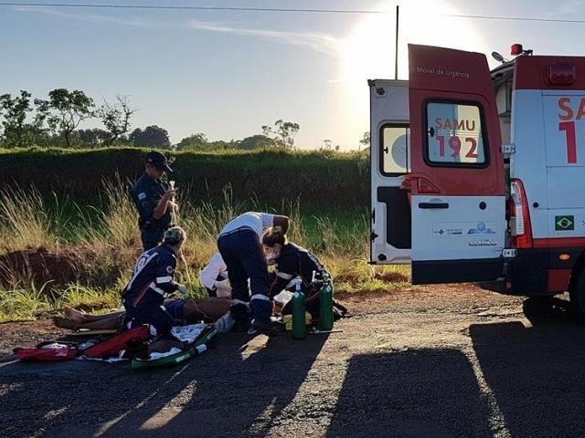 Antenor foi socorrido pelo Samu (Foto: ArapuáMS)