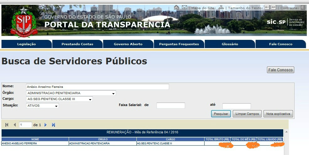 Portal da Transparecia do Governo do Estado de São Paulo