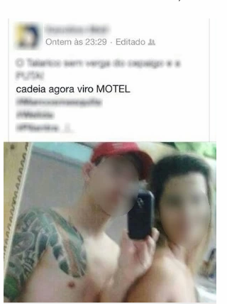 Fotos de detento com uma mulher foram postadasem rede social (Foto: Reprodução/Facebook)