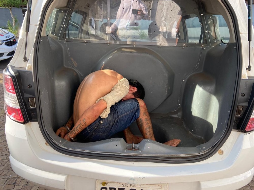 Suspeito de arremessar o cadeirante foi preso em Bauru. Foto: Alisson Negrini / TV TEM.